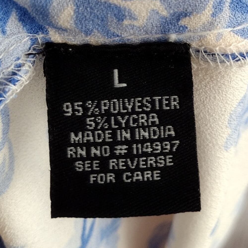 Tolani Collection Blue & White Geometric-Print Ruffle Trim Flowy Babydoll Dress - Picture 10 of 13